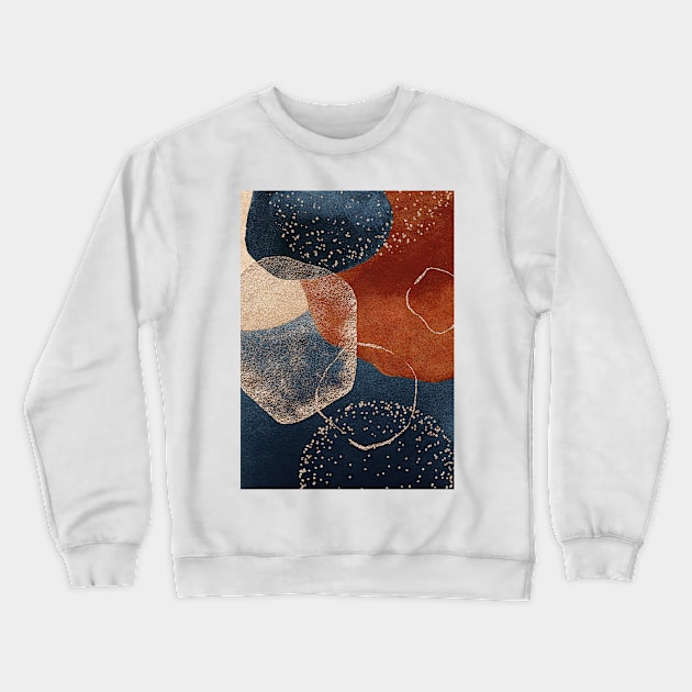 Modern Abstract Terracotta Blush and Navy Blue Crewneck Sweatshirt by PixDezines